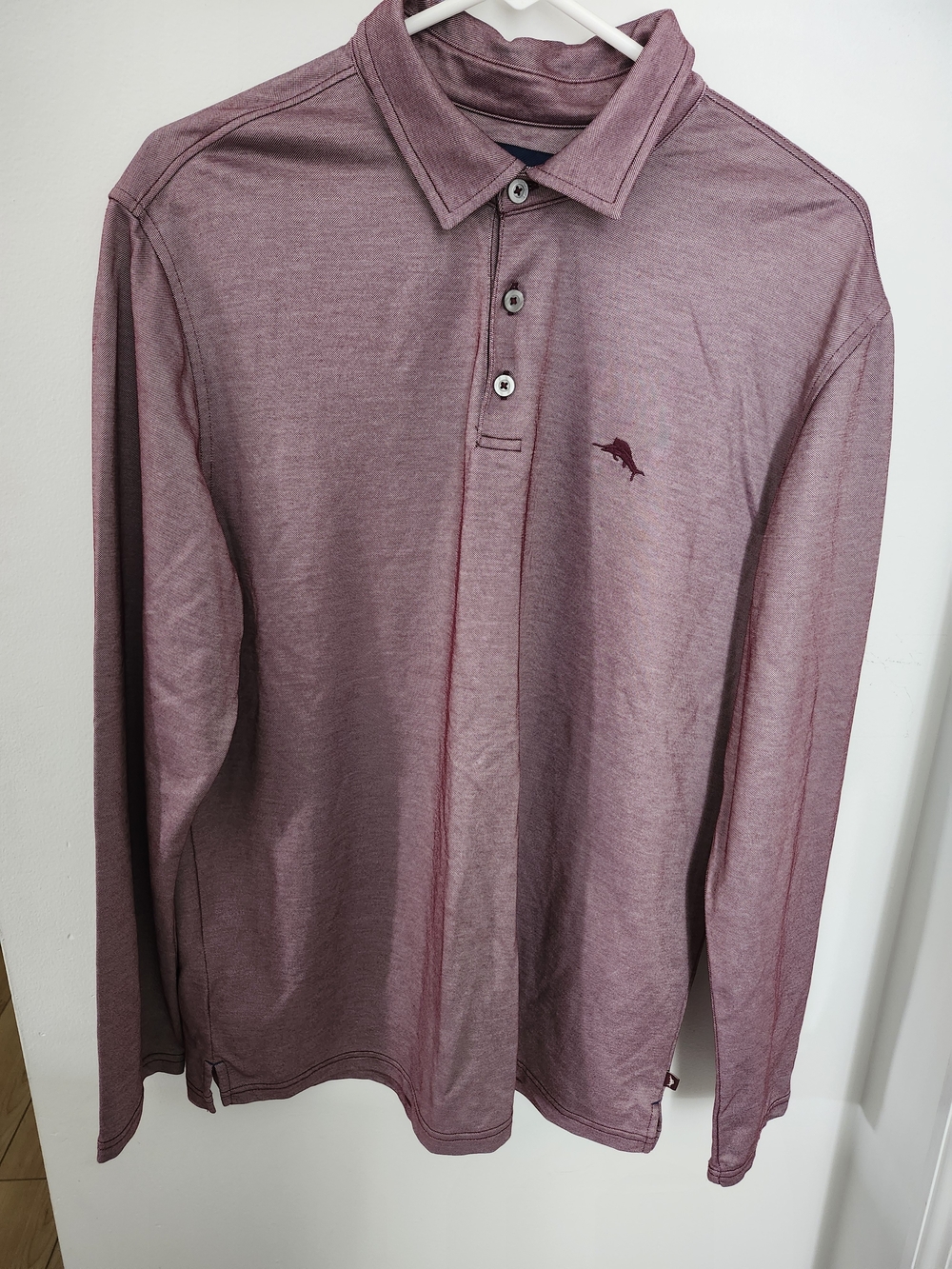 Tommy Bahama Long-Sleeve Button Down Polo in Heather Burgundy